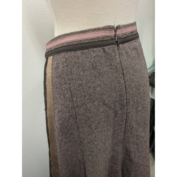 Y2K Anthropologie Brown/Pink Tweed Wool/Silk Blend Skirt sz 10 Preppy Lace - Picture 7 of 11